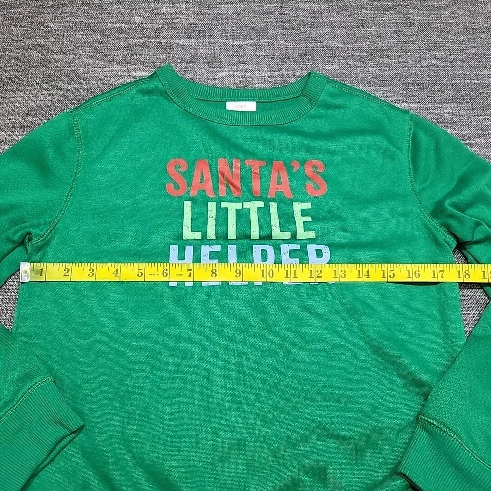Kids' Santas Little Helper Pajama Sweatshirt Large Size 10/12 Green